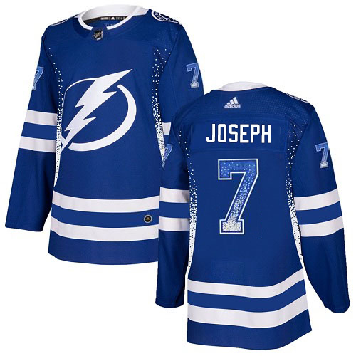 Adidas Tampa Bay Lightning Men #7 Mathieu Joseph Blue Home Authentic Drift Fashion Stitched NHL Jersey